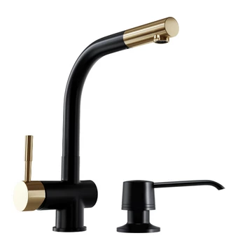 Küchenarmatur GLOBALO Lobio Schwarz/Leicht Gold Matt Ring 1.1
