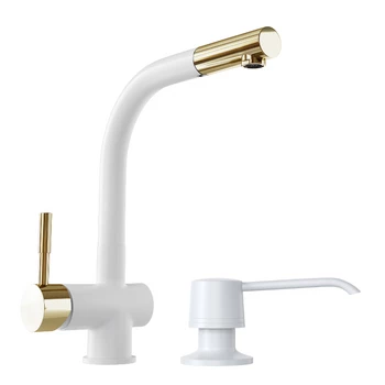 Set GLOBALO Lobio White/Light Gold Ring 1.1 Faucet + Intio White 1.1 Dispenser