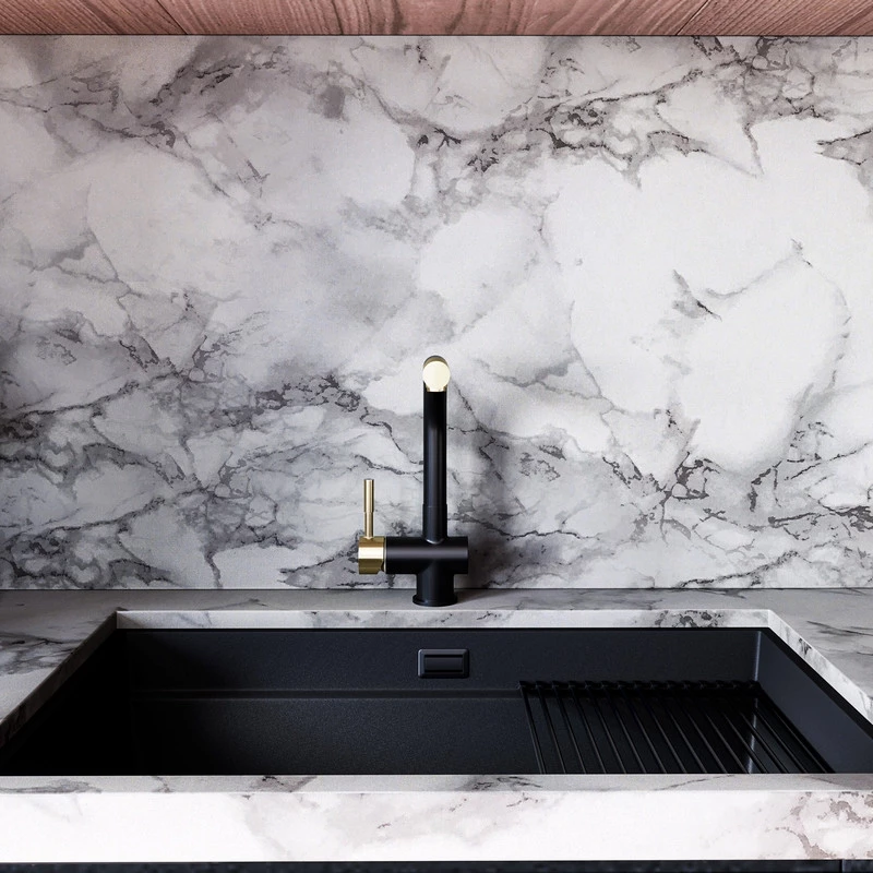 Kitchen faucet GLOBALO Lobio Black/Light Gold Mat Ring