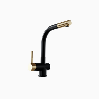 Kitchen faucet GLOBALO Lobio Black/Light Gold Mat Ring 1.1