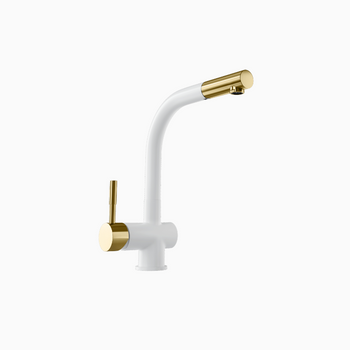 Kitchen faucet GLOBALO Lobio White/Light Gold Mat Ring 1.1