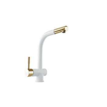 Kitchen faucet GLOBALO Lobio White/Light Gold Mat Ring 1.1