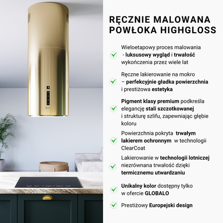 Dunstabzugshaube GLOBALO Heweno Isola 39.2 Light Gold