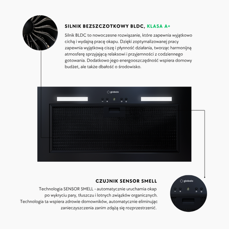 Cooker hood GLOBALO Flueris 60.1 Black Sensor Smell