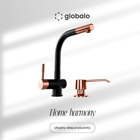 Kitchen faucet GLOBALO Lobio Black/Copper Ring 1.1