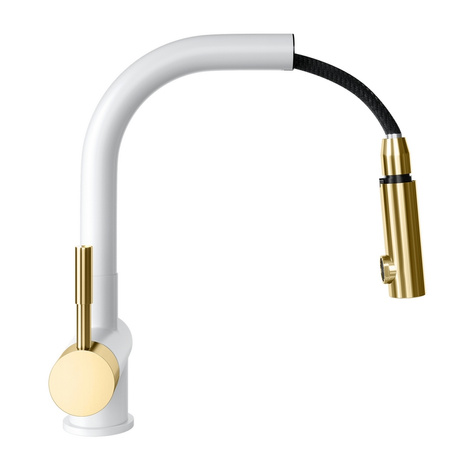 Kitchen faucet GLOBALO Lobio White/Light Gold Mat Ring 1.1