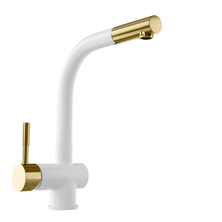 Kitchen faucet GLOBALO Lobio White/Light Gold Mat Ring 1.1