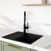 GLOBALO VIRELLA 60.1 BLACK/BL Matt granite sink with drainer