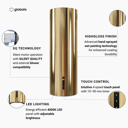 Dunstabzugshaube GLOBALO Heweno Isola 39.2 Light Gold