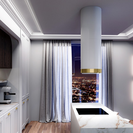 Cooker hood GLOBALO Heweno Isola 39.2 WH/Light Gold Mat Ring
