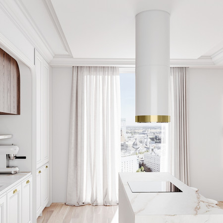 Cooker hood GLOBALO Heweno Isola 39.2 WH/Light Gold Mat Ring