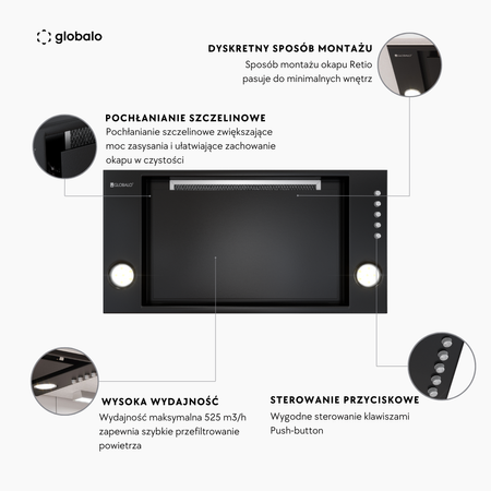 Cooker hood GLOBALO Retio 60.2 Black