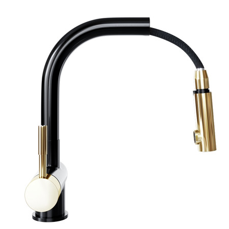 Kitchen faucet GLOBALO Lobio Black/Light Gold Ring 1.1