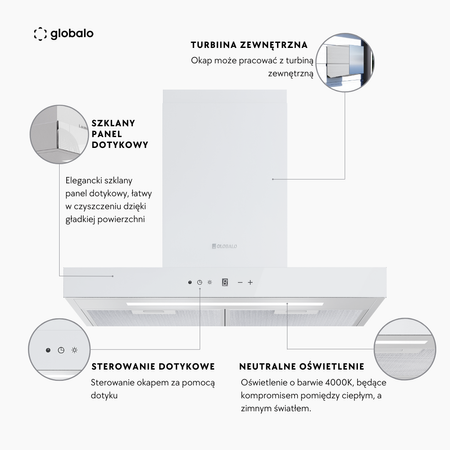 Cooker hood GLOBALO LONATIO 60.1 WHITE