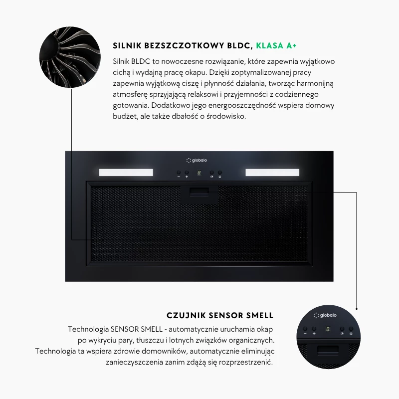 GLOBALO Flueris kitchen hood – arrangement