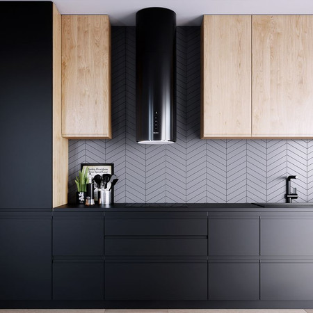 Upper extension for cooker hoods: ROXANO/HEWENO - BLACK