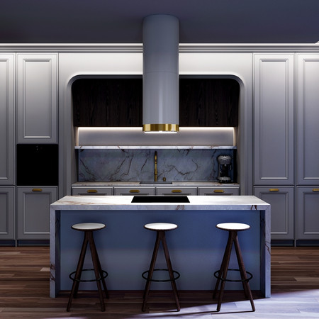 Cooker hood GLOBALO Heweno Isola 39.2 WH/Light Gold Mat Ring