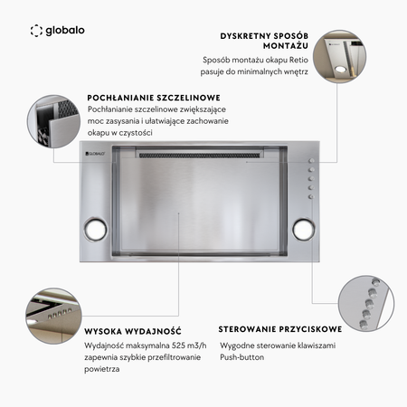 Okap kuchenny GLOBALO Retio 60.2 Inox