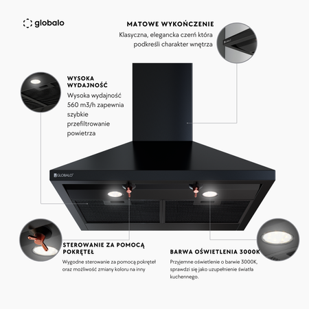 Cooker hood GLOBALO Bertez 60.3 Black