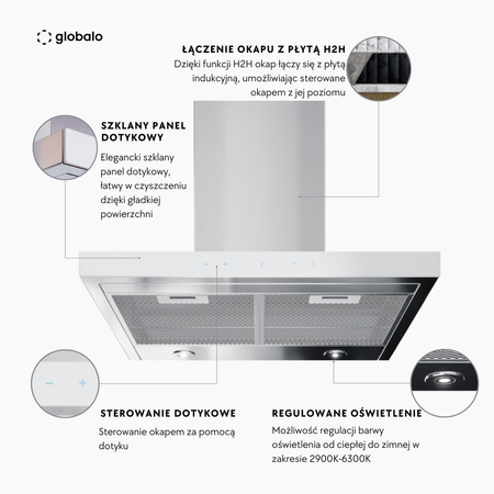 Cooker hood GLOBALO Nidaro 60.5 H2H White