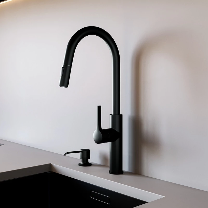 Küchenarmatur mit ausziehbarer Brause GLOBALO Divio Black 1.1