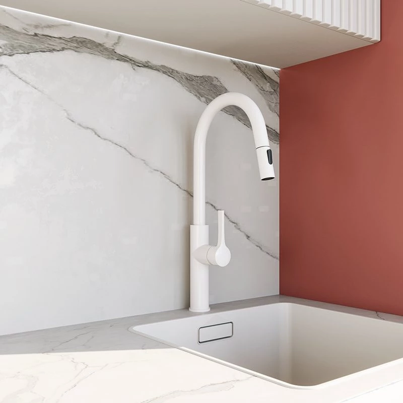 Küchenarmatur mit ausziehbarer Brause GLOBALO Divio White 1.1