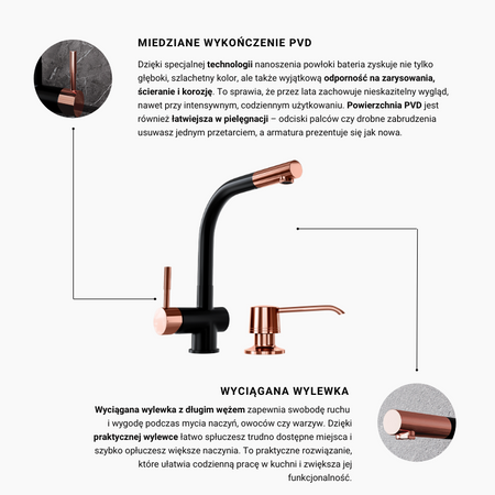 GLOBALO Lobio Black/Copper Ring 1.1 Küchenarmatur