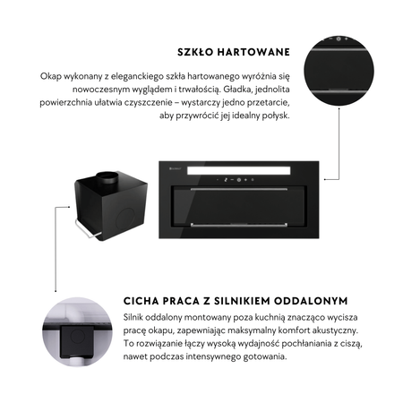 Dunstabzugshaube GLOBALO Saredo 60.1 Schwarz + Turbine TW 1.2