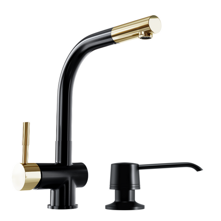 Set GLOBALO Lobio Black/Light Gold Ring 1.1 Armatur + Intio Black 1.1 Spender