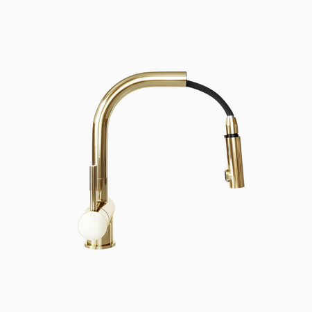 Kitchen faucet with pull-out spout GLOBALO Lobio Light Gold 1.1