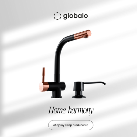 Set GLOBALO Lobio Black/Copper Ring 1.1 Faucet + Intio Black 1.1 Dispenser
