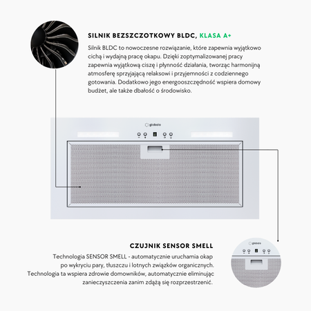 Okap kuchenny GLOBALO Flueris 60.1 White Sensor Smell