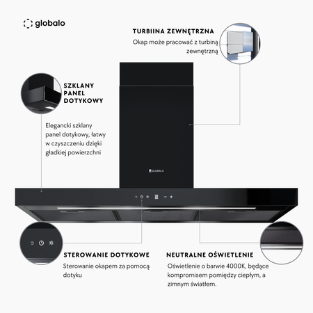 Cooker hood GLOBALO LONATIO 90.1 BLACK