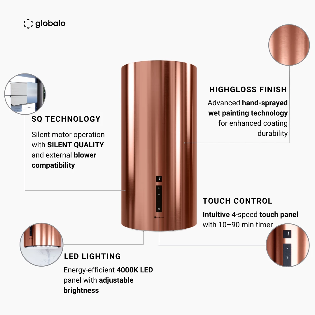 Visualization Cooker hood GLOBALO Heweno 39.3 Copper