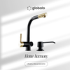 Set GLOBALO Lobio Black/Light Gold Ring 1.1 Faucet + Intio Black 1.1 Dispenser