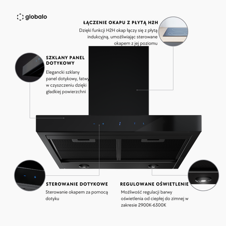 Cooker hood GLOBALO VERTA 60.3 H2H BLACK