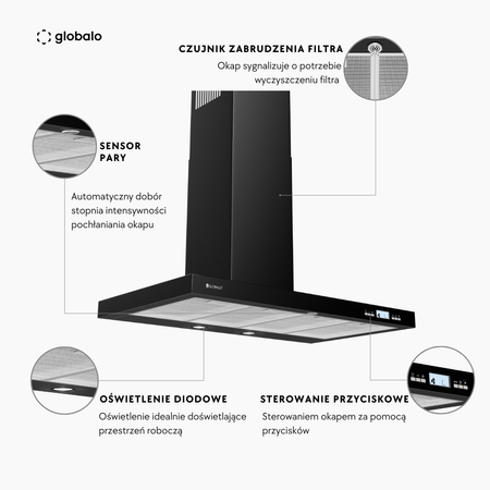 Cooker hood GLOBALO Nomina 90.4 Sensor Black