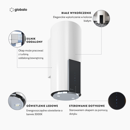 Cooker hood GLOBALO Roxano 39.1 White