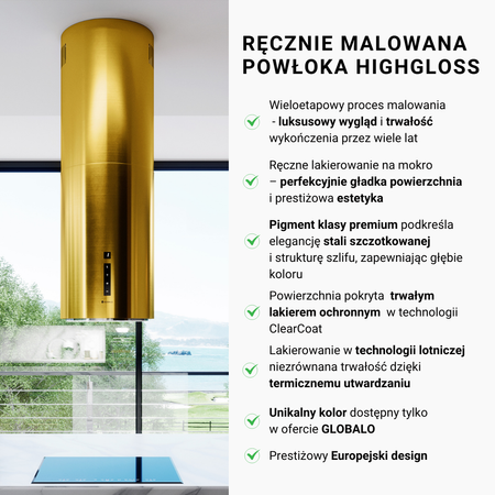 Cooker hood GLOBALO Heweno Isola 39.2 Gold