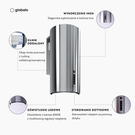 Okap kuchenny GLOBALO Heweno 39.3 Inox