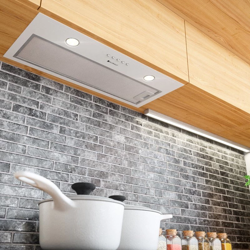 White under-cabinet cooker hood