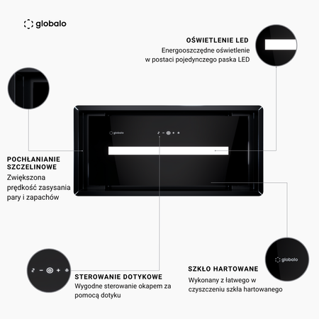 Cooker hood GLOBALO Pinelio 60.1 Black