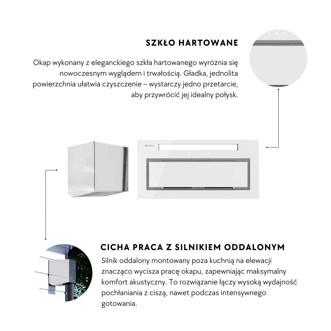 Wizualizacja Okap kuchenny GLOBALO Saredo 60.1 White + Turbina TW 1.2