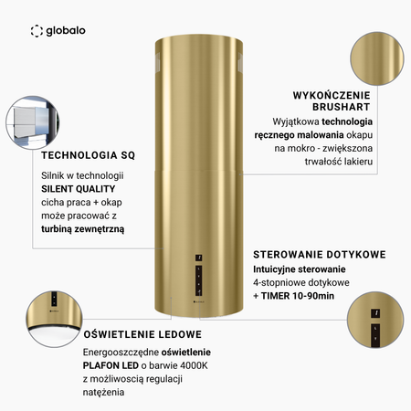 Cooker hood GLOBALO Heweno Isola 39.2 Light Gold Mat