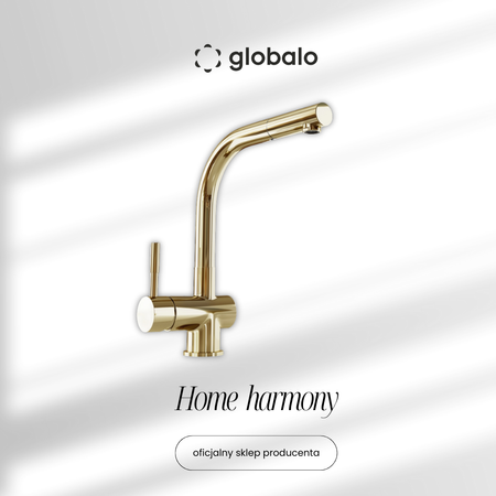 Bateria kuchenna z wyciąganą wylewką GLOBALO Lobio Light Gold 1.1
