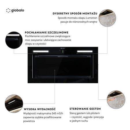Dunstabzugshaube GLOBALO Lumotion 60.1 Schwarz Gest