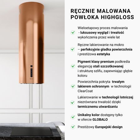 Okap kuchenny GLOBALO Heweno Isola 39.2 Miedz Mat