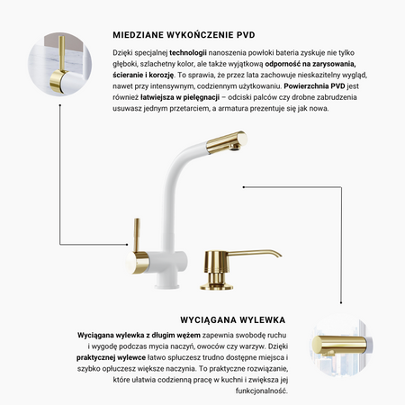 Küchenarmatur GLOBALO Lobio Weiß/Leicht Gold Ring 1.1