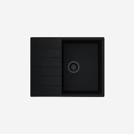 GLOBALO VIRELLA 60.1 BLACK/BL Matt granite sink with drainer