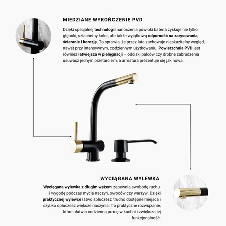 Zestaw bateria GLOBALO Lobio Black/Light Gold Ring 1.1 +  Dozownik Intio Black 1.1